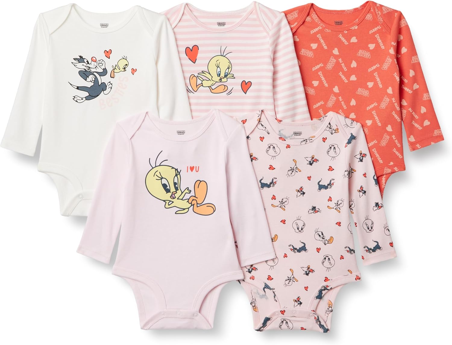 Detalle de Amazon Essentials Unisex Babies' Long-Sleeve Bodysuits, Pack of 5