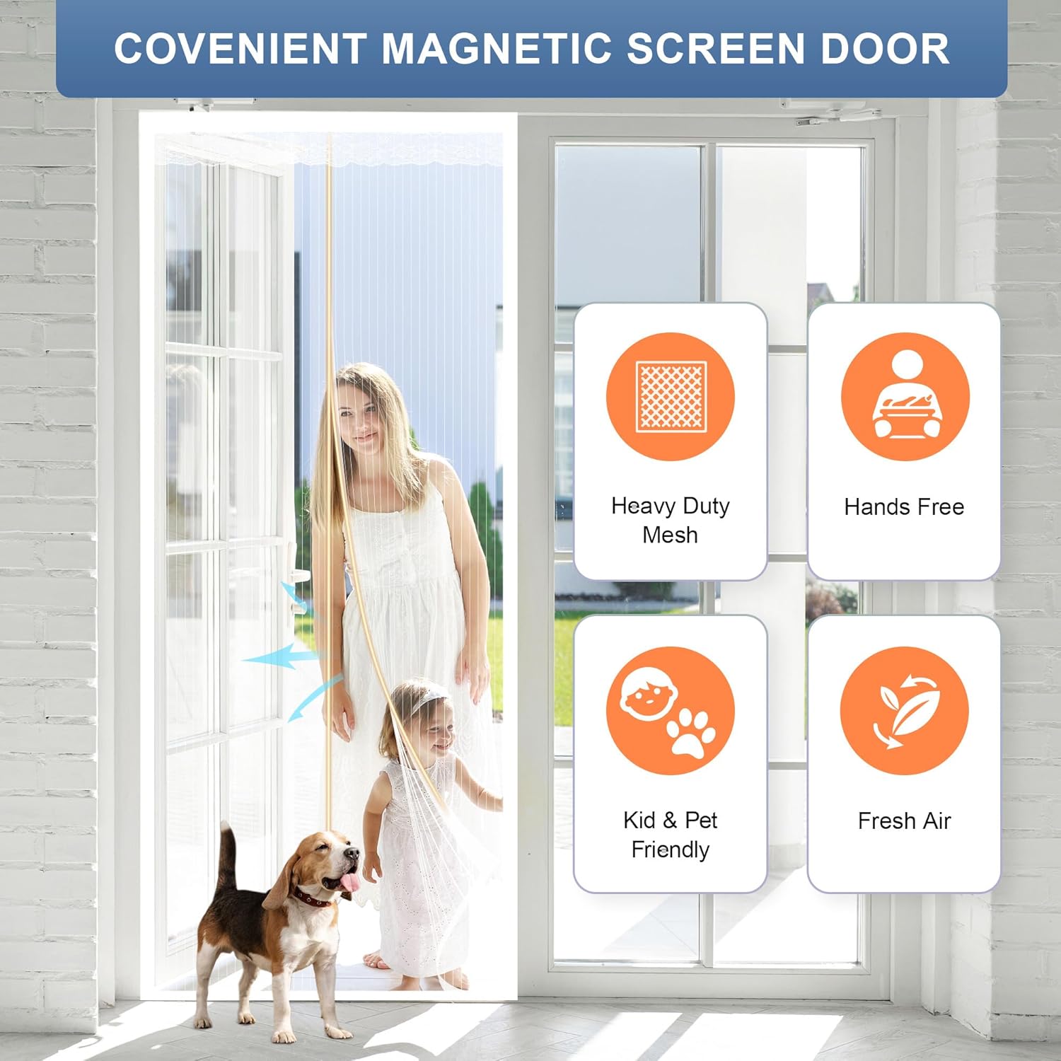 Thumbnail 2 de Magnetic Fly Curtain Patio / French Door Fly Screen (90x200cm, White)