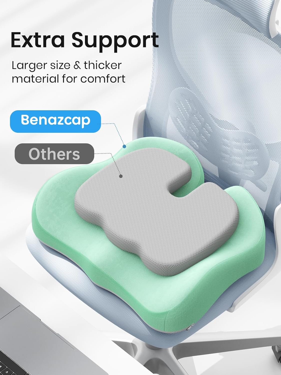 Thumbnail 2 de Benazcap Memory Foam Seat Cushion for Tailbone Pain Relief