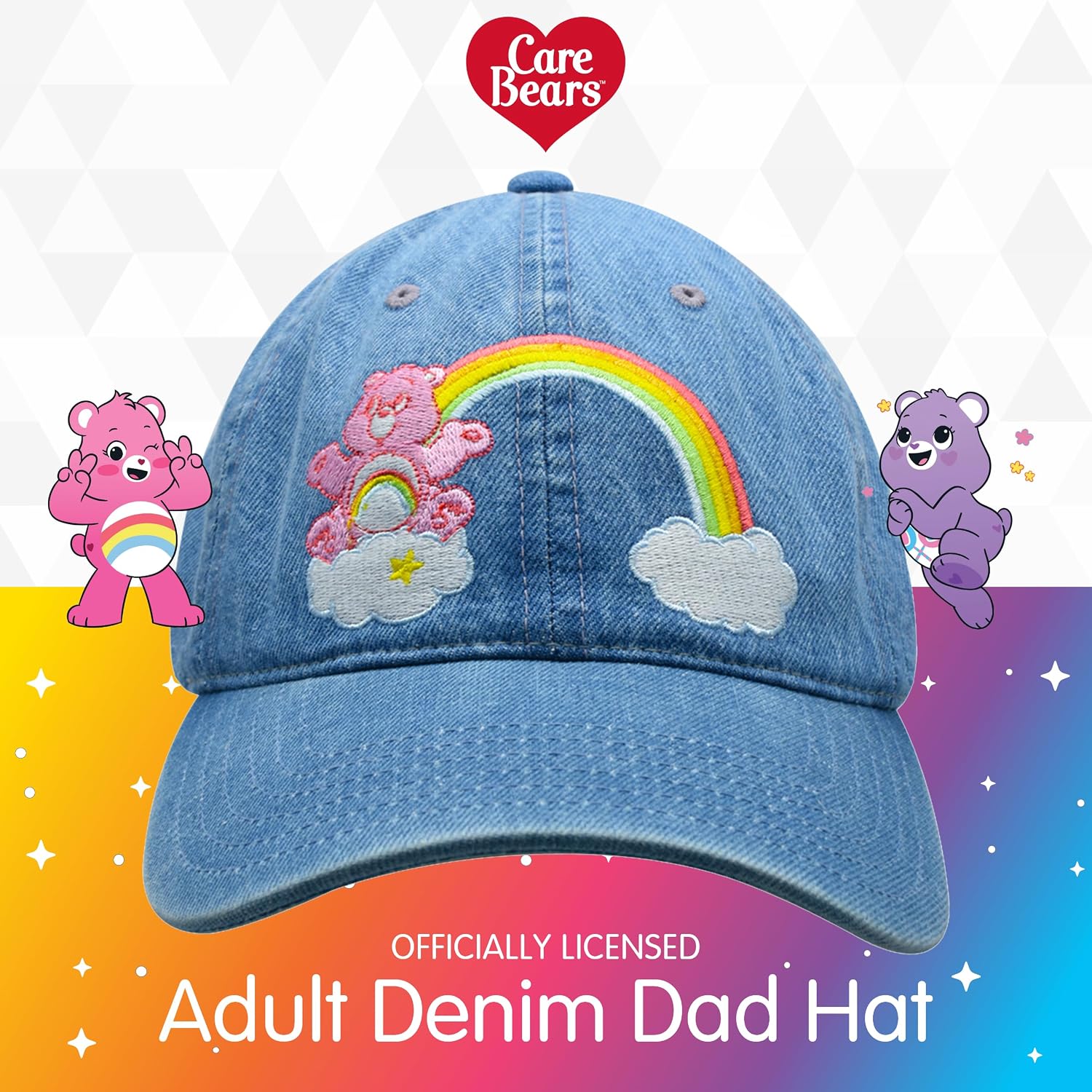 Detalle de Concept One Care Bears Dad Hat – Dream on, casquette baseball adulte bleu clair, brim courbe, taille unique
