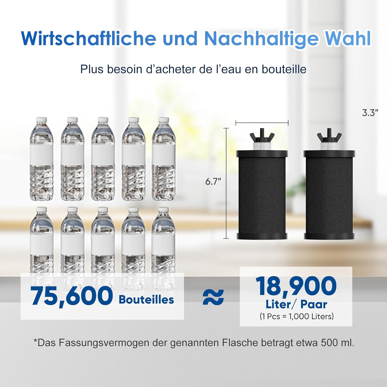 Detalle de Purewell BB8 Éléments de Purification de Rechange – 2 Filtres pour Purificateurs d'eau, compatibles avec les systèmes d'ultrafiltration par gravité