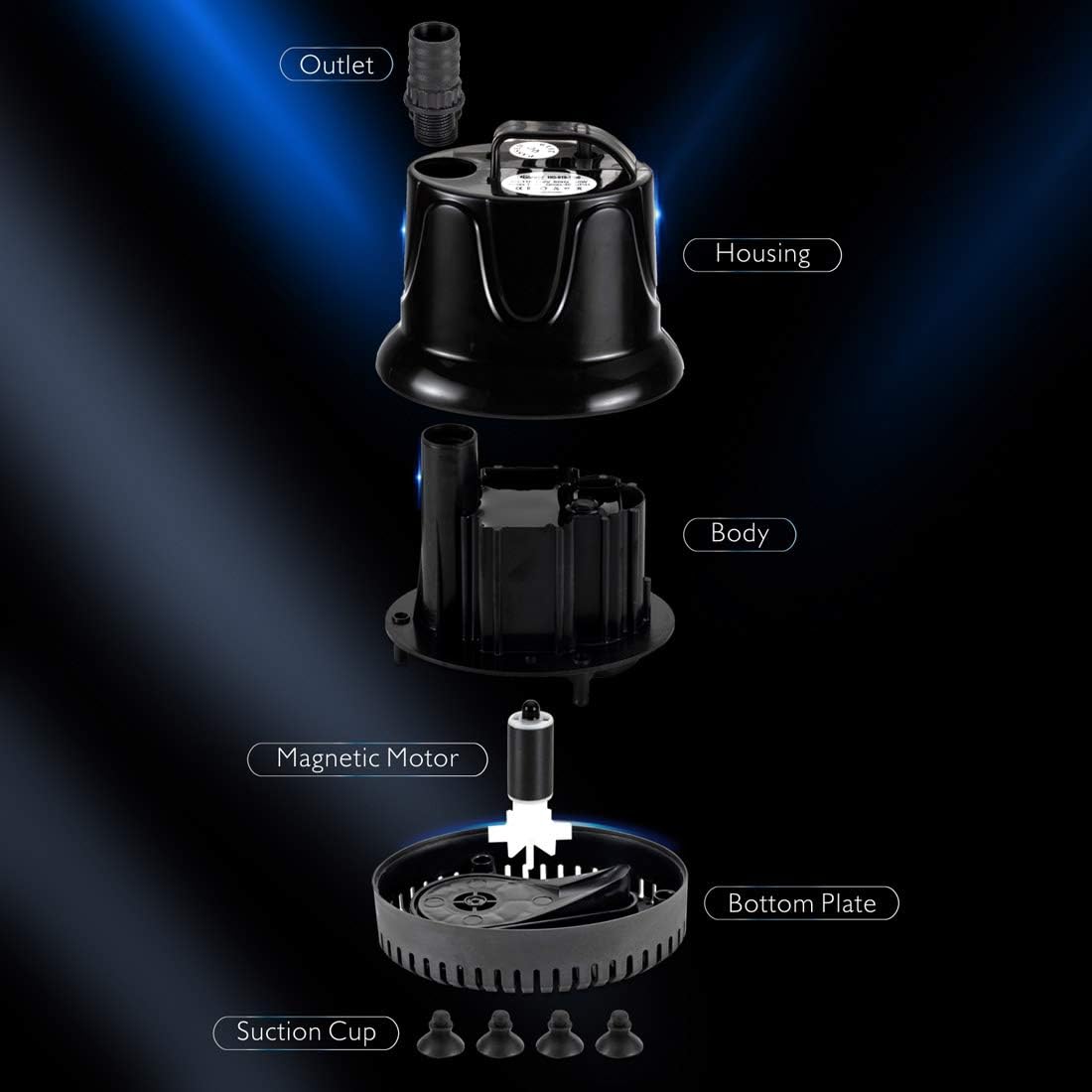 Detalle 2 de Hygger Submersible Water Pump 4000L/H (90W) – ultra-quiet fountain & aquarium pump with dry-burn protection