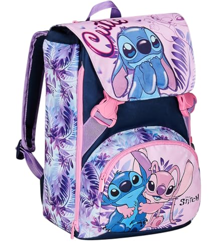 Detalle de Seven Zaino Scuola Estensibile Disney - LILO & STITCH 2CUTE, Azzurro Rosa, 33 L