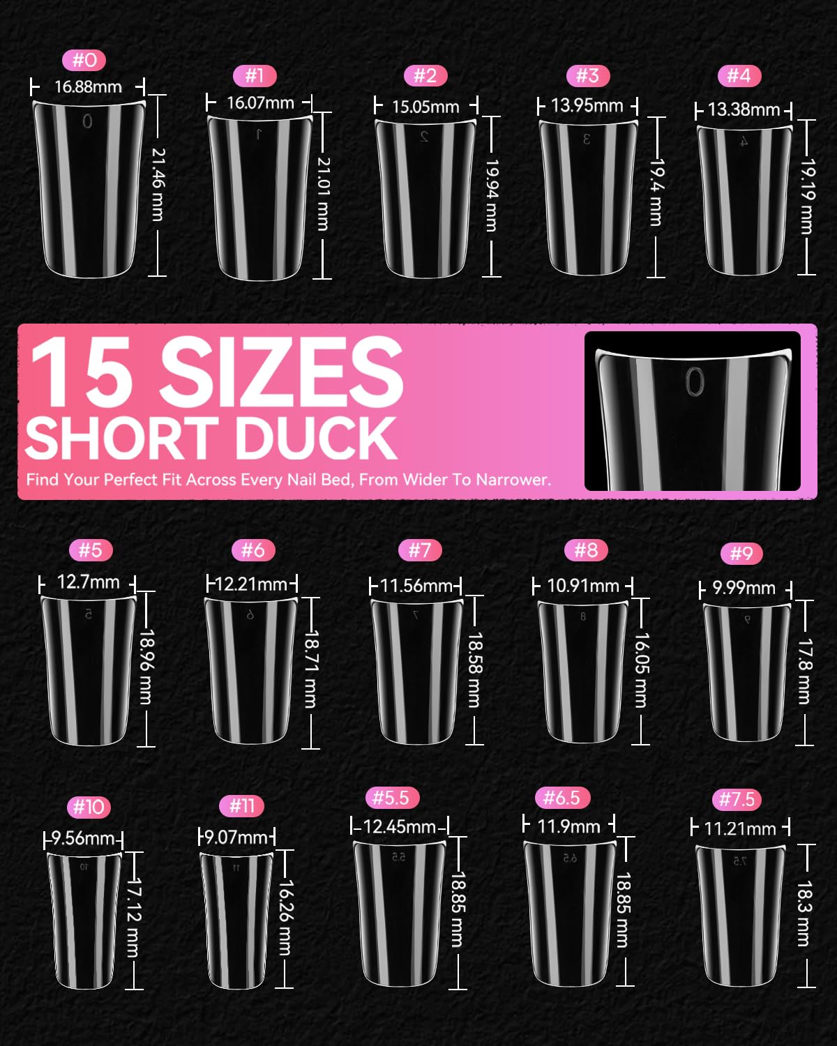 Thumbnail 6 de Makartt Duck Nail Tips, 504 Pieces