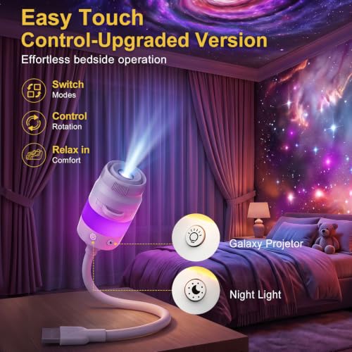 Detalle de Lazenry Luce Notturna Proiettore Galassia 3 in 1 – HD 5D, Rotazione 360°, USB