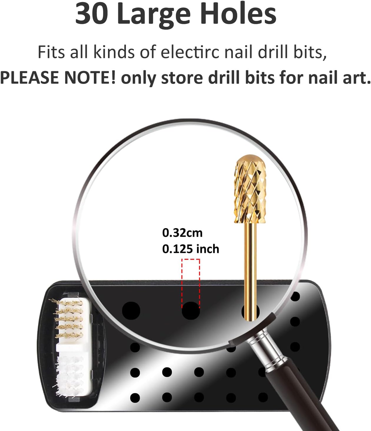 Detalle 2 de Nail Drill Bits Holder with Cleaner, 30 holes