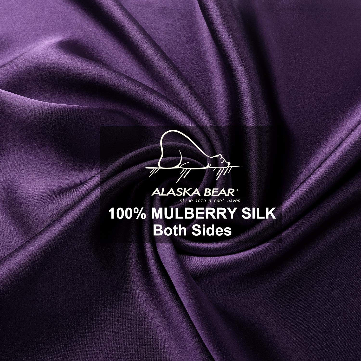 Thumbnail 3 de ALASKA BEAR Natural Silk Pillowcase: Hypoallergenic Mulberry Silk, 19 Momme, Dark Purple (50x75 cm) with Hidden Zipper