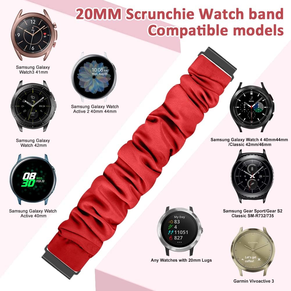Thumbnail 1 de YCHDDER 20mm Elastic Scrunchie Watch Straps – 12-colour stretch straps for Galaxy Watch, Garmin, Vivoactive, Venu, Forerunner & more (20mm lugs)