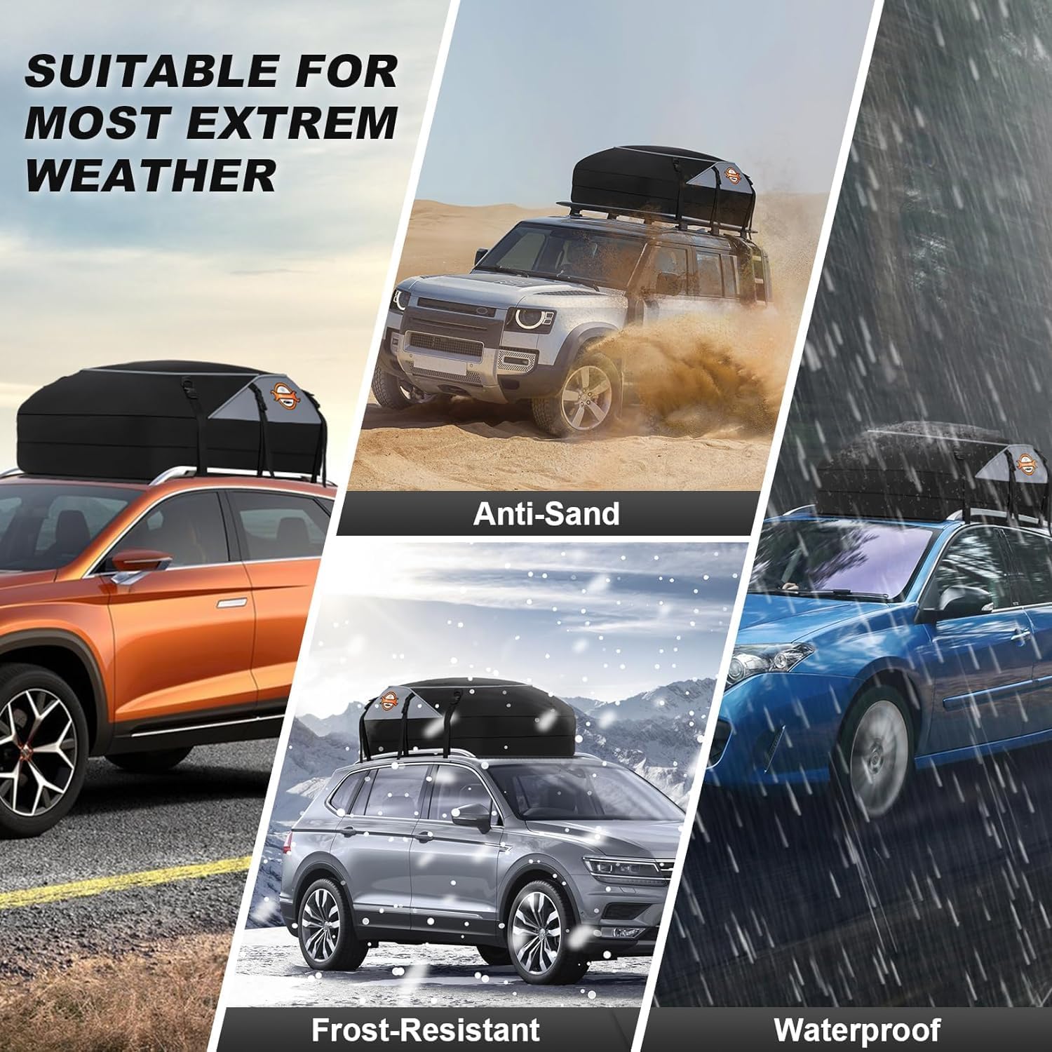 Detalle de Sailnovo 580L Car Roof Bag (20 cu ft): Waterproof, Foldable Roof Storage for Any Vehicle