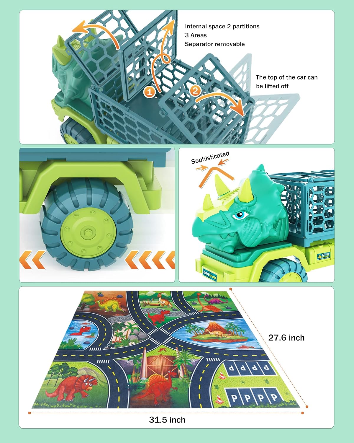 Detalle 2 de Dinosaur Truck Toy 33cm for Kids