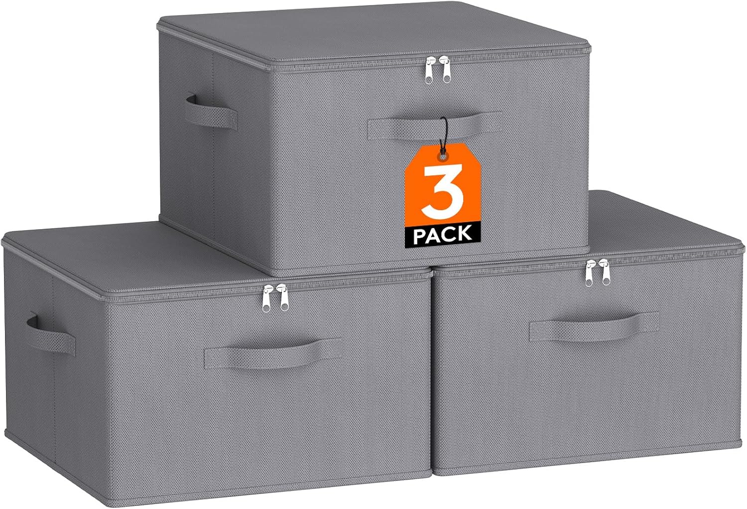 Detalle de Lifewit Scatole Portaoggetti Tessuto 40L Set di 3 – Ceste con Coperchio Grigio 40×40×25 cm