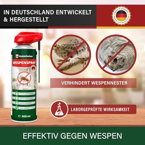 Detalle de Veddelholzer 500 ml Wespenspray extra stark – Effektive Wespenabwehr, Innen und Außen