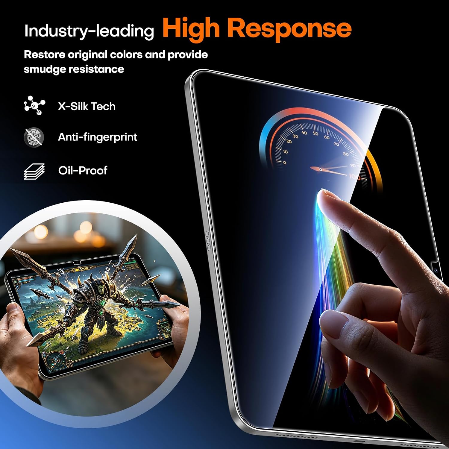 Detalle de TAURI 2 Pack for iPad (A16) 11th/10th Screen Protector – 9H Tempered Glass, Auto Dust-Removal, Full Coverage