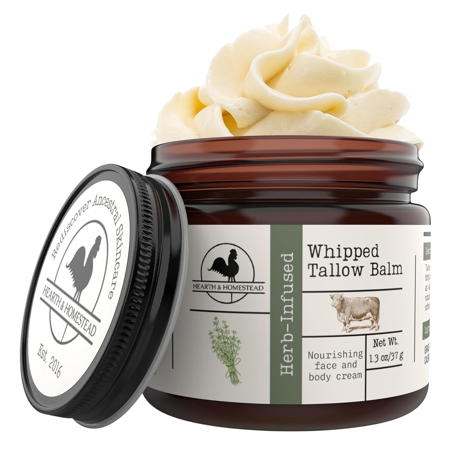 Detalle de Hearth & Homestead Whipped Beef Tallow Balm, Unscented, 1.3 oz