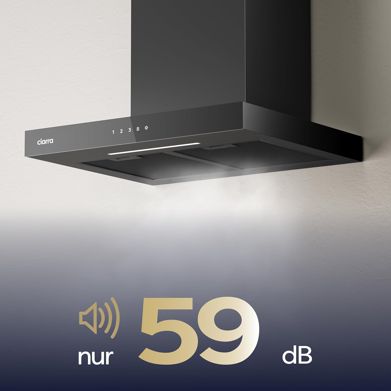 Detalle de CIARRA CBCB6102 Dunstabzugshaube 60 cm – A+++, WLAN App, SensorTouch, 706 m³/h, Schwarz