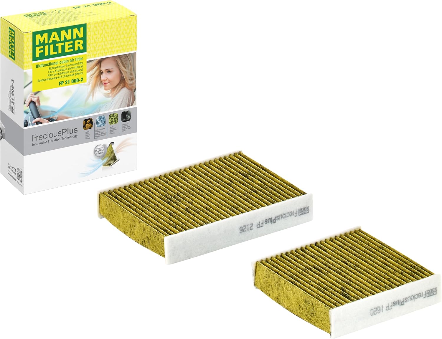 Detalle de MANN-FILTER FP 21 000-2 Filtro aria cabina – set da 2, FreciousPlus biofunzionale