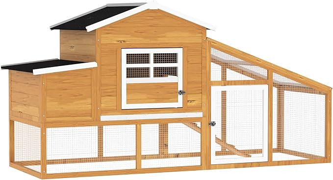 Detalle de PawHut Gallinero de Madera Exterior 🐔 200x80x105 cm