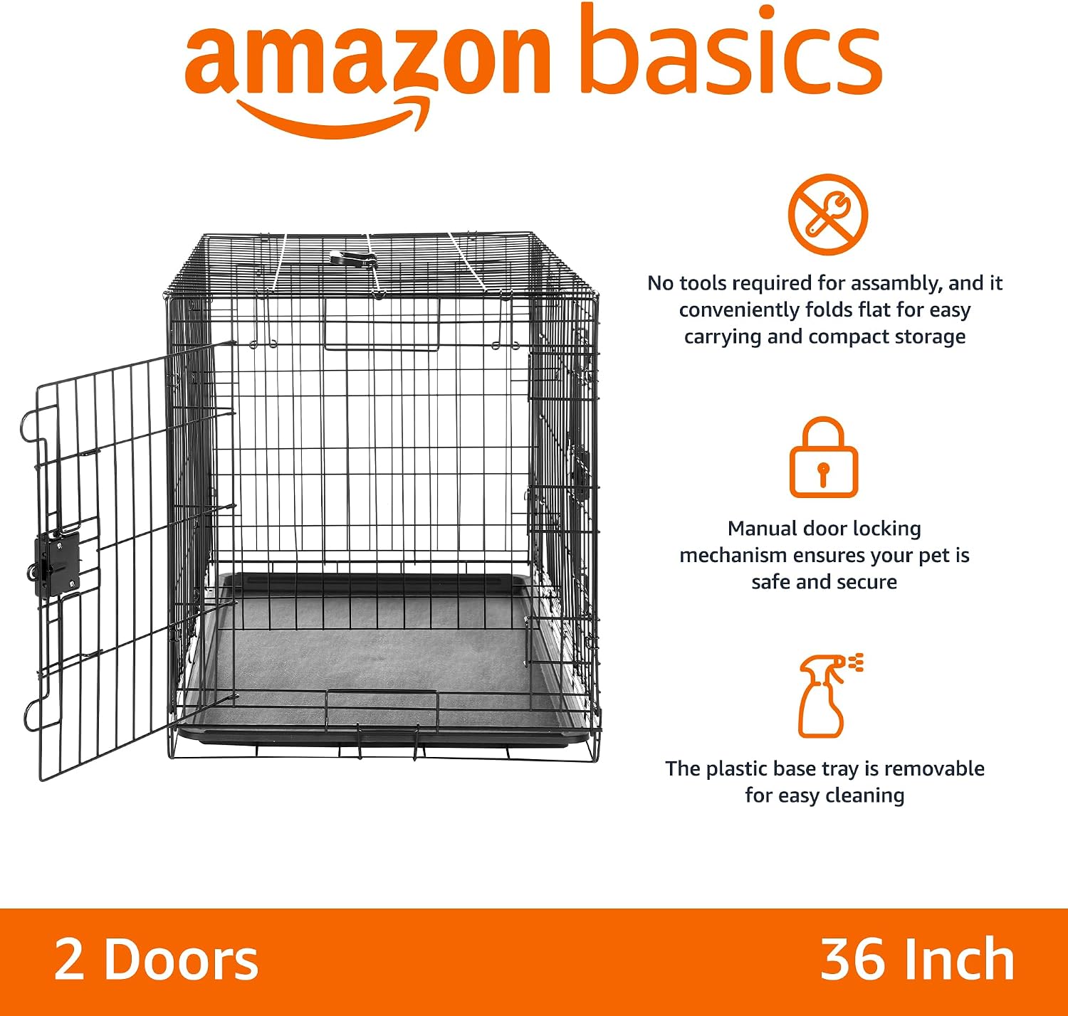 Detalle de Amazon Basics klatka dla psa, składana, metalowa, z 2 drzwiczkami i przegrodą