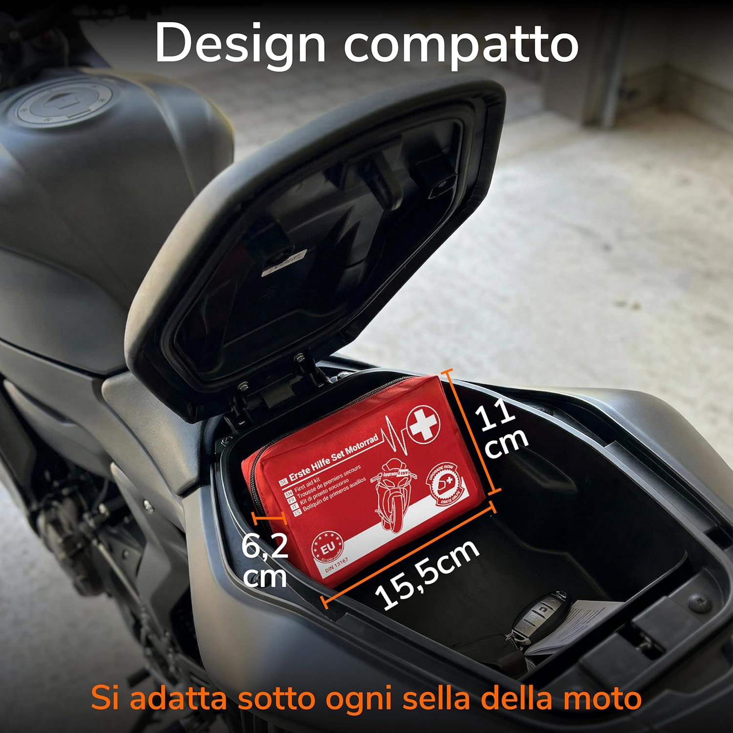 Detalle de Upgrade4cars Kit Primo Soccorso Moto 2026 DIN 13167 – Omologato per viaggiare in Europa