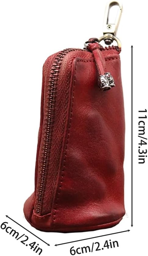 Detalle 2 de MiOYOOW Leather Zipper Coin Pouch – Medieval-inspired Red Mini Organizer