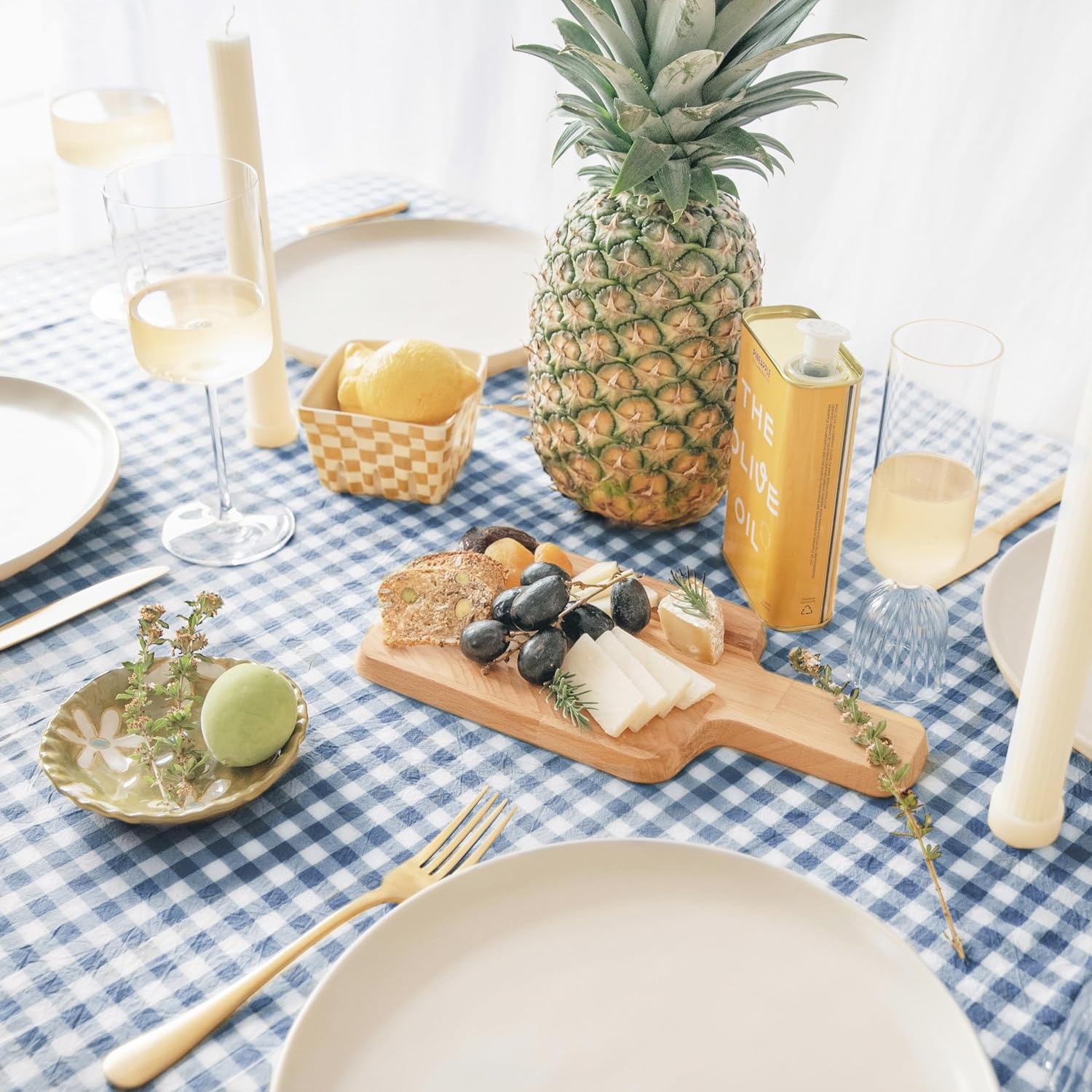 Thumbnail 4 de MONDAY MOOSE Gingham Checkered Farmhouse Tablecloth, 55x70 inches