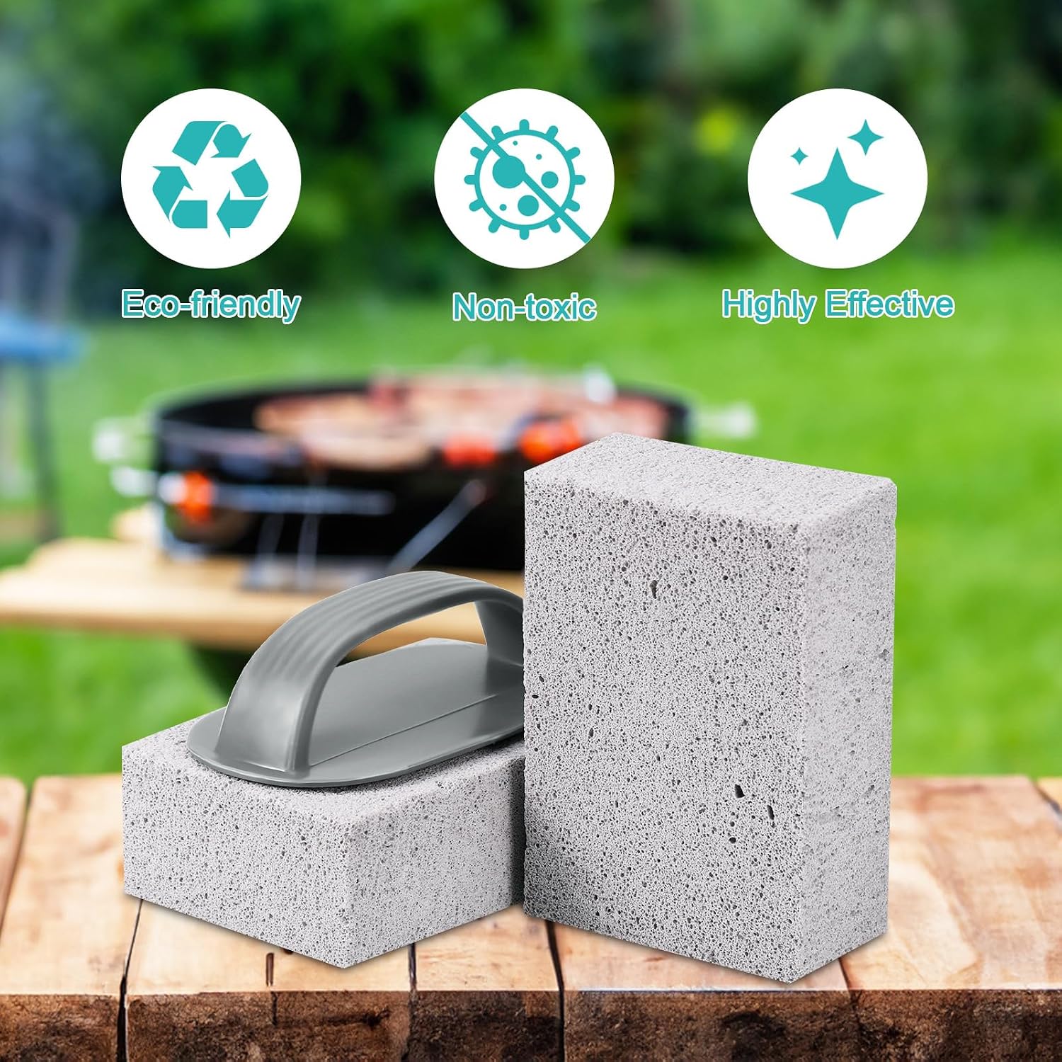 Detalle de Zocipro pimpstensblock, 4-pack med handtag för grill och ugn