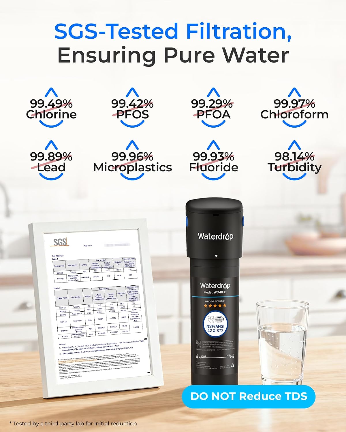 Detalle de Waterdrop WD-10UA Under-Sink Water Filter, NSF/ANSI 42 & 372
