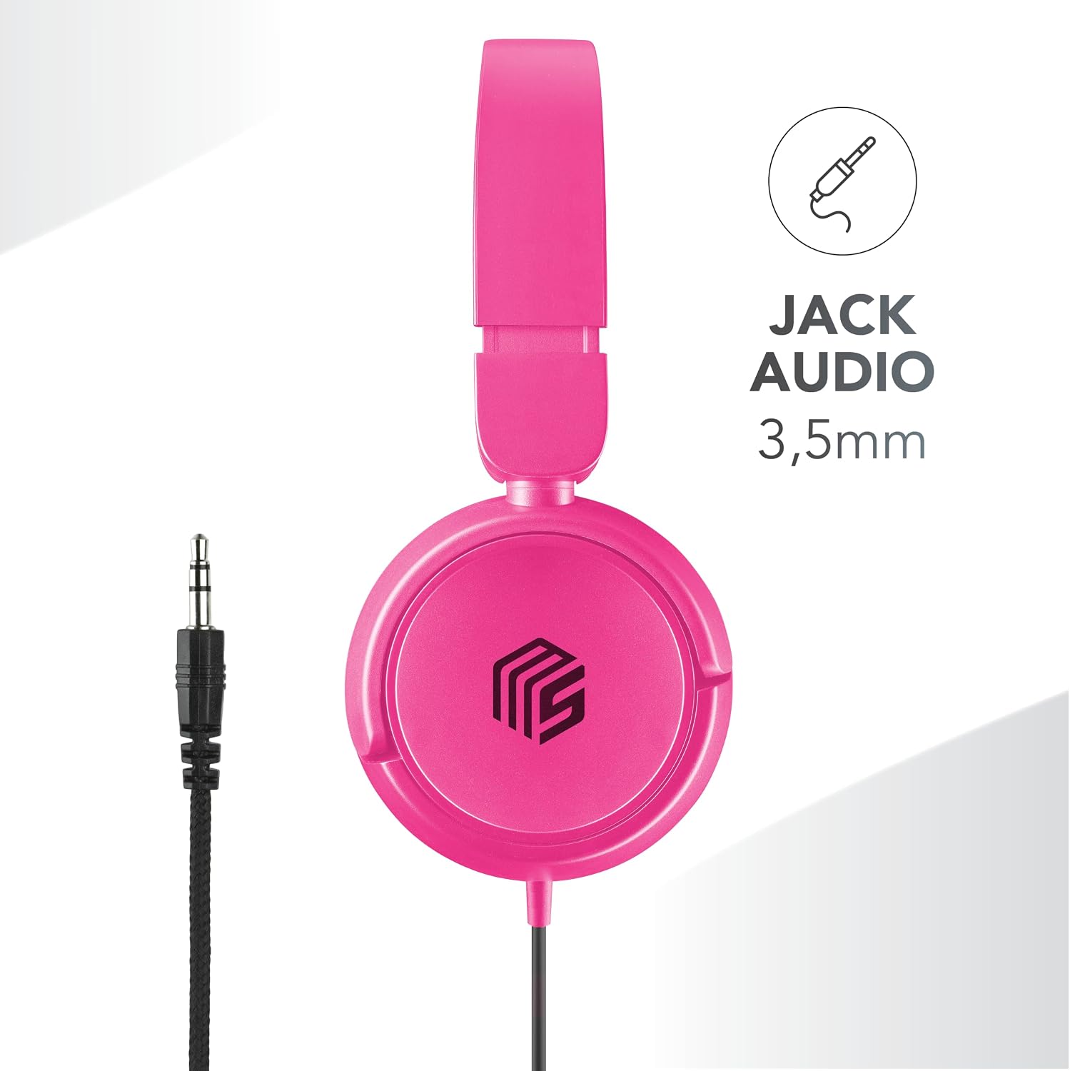 Detalle de Music Sound Casque Fil Basic — Supra-auriculaire, bandeau rétractable, micro intégré, câble anti-nœuds 1,2 m, rose