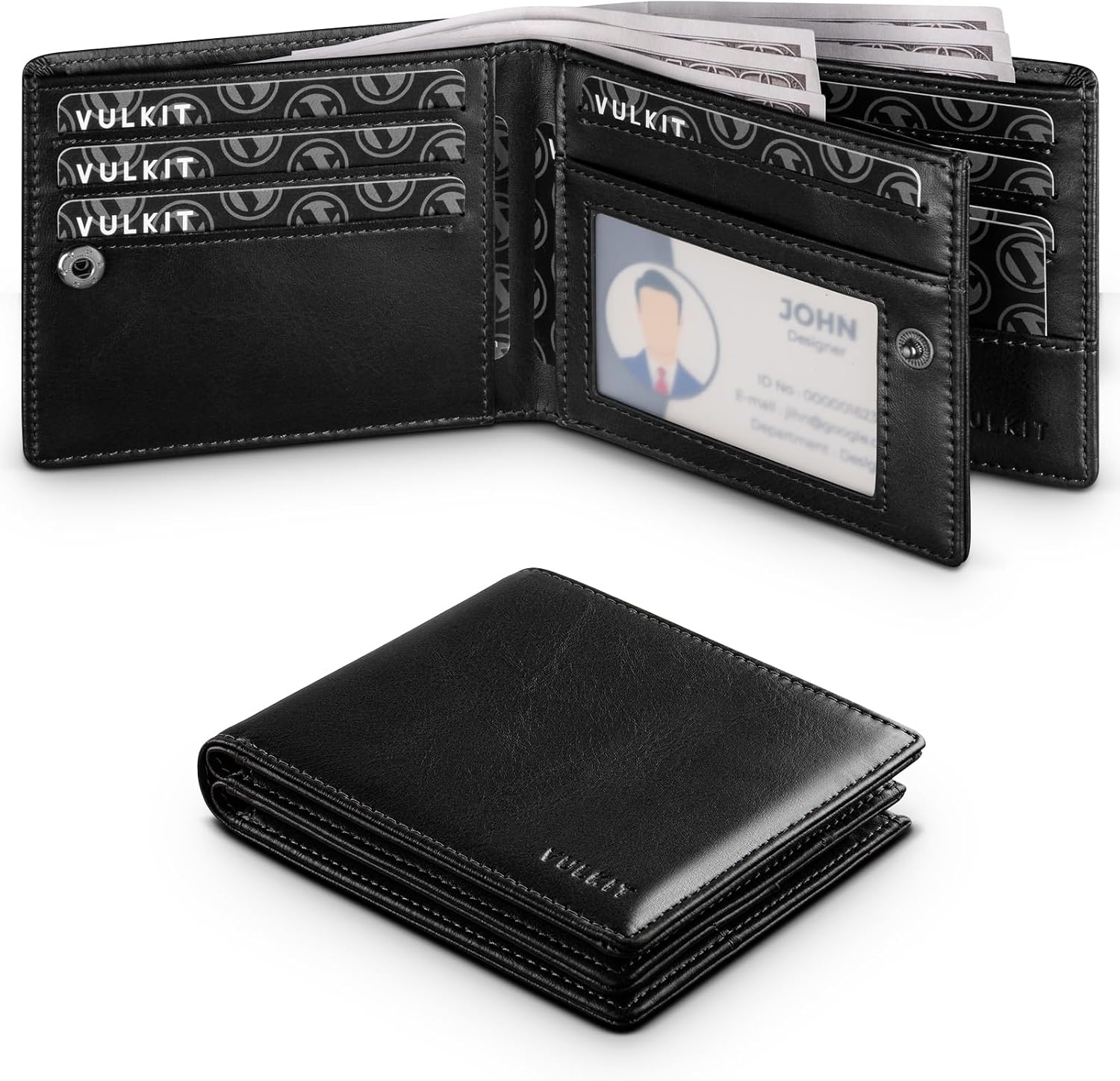 Detalle 2 de VULKIT Bifold Leather Wallet RFID Blocking