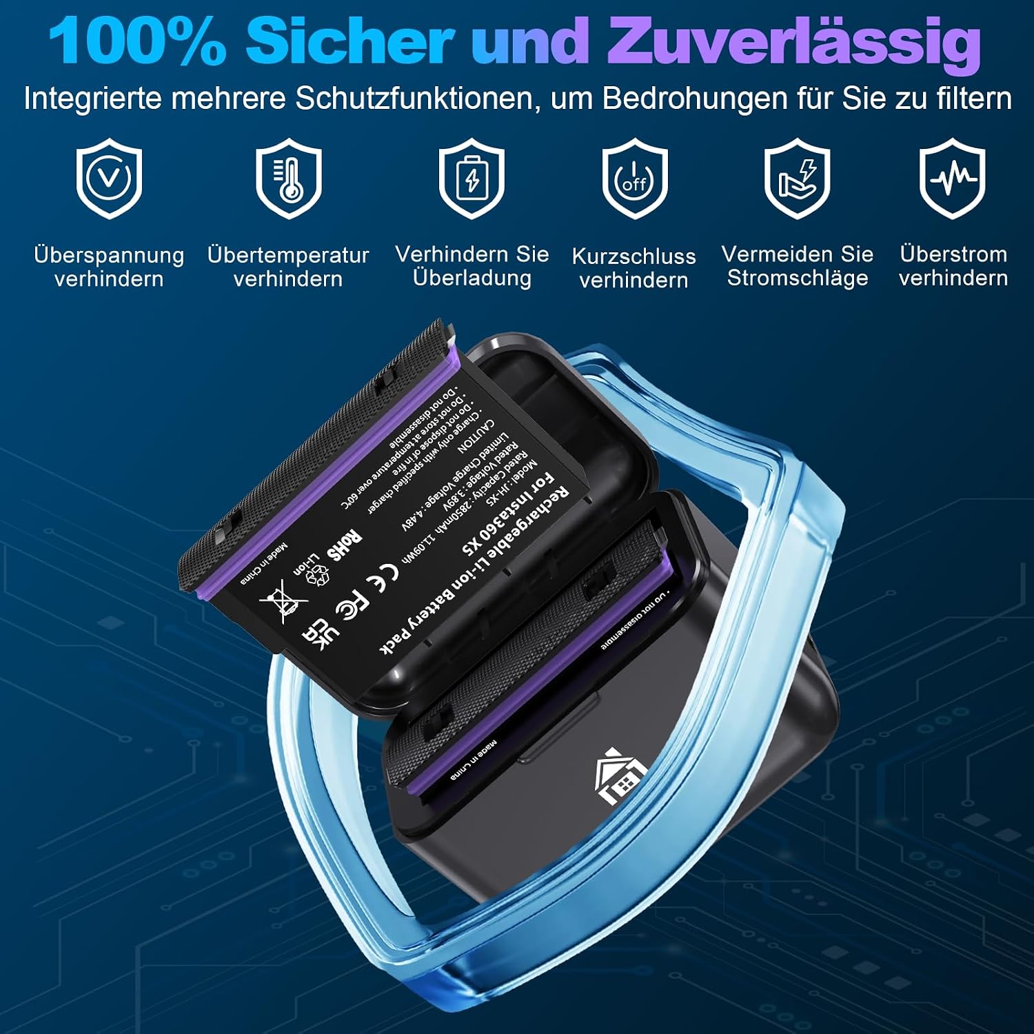 Detalle 2 de Homesuit Insta 360 X5 Akku 2er-Pack 2850mAh Ladekit
