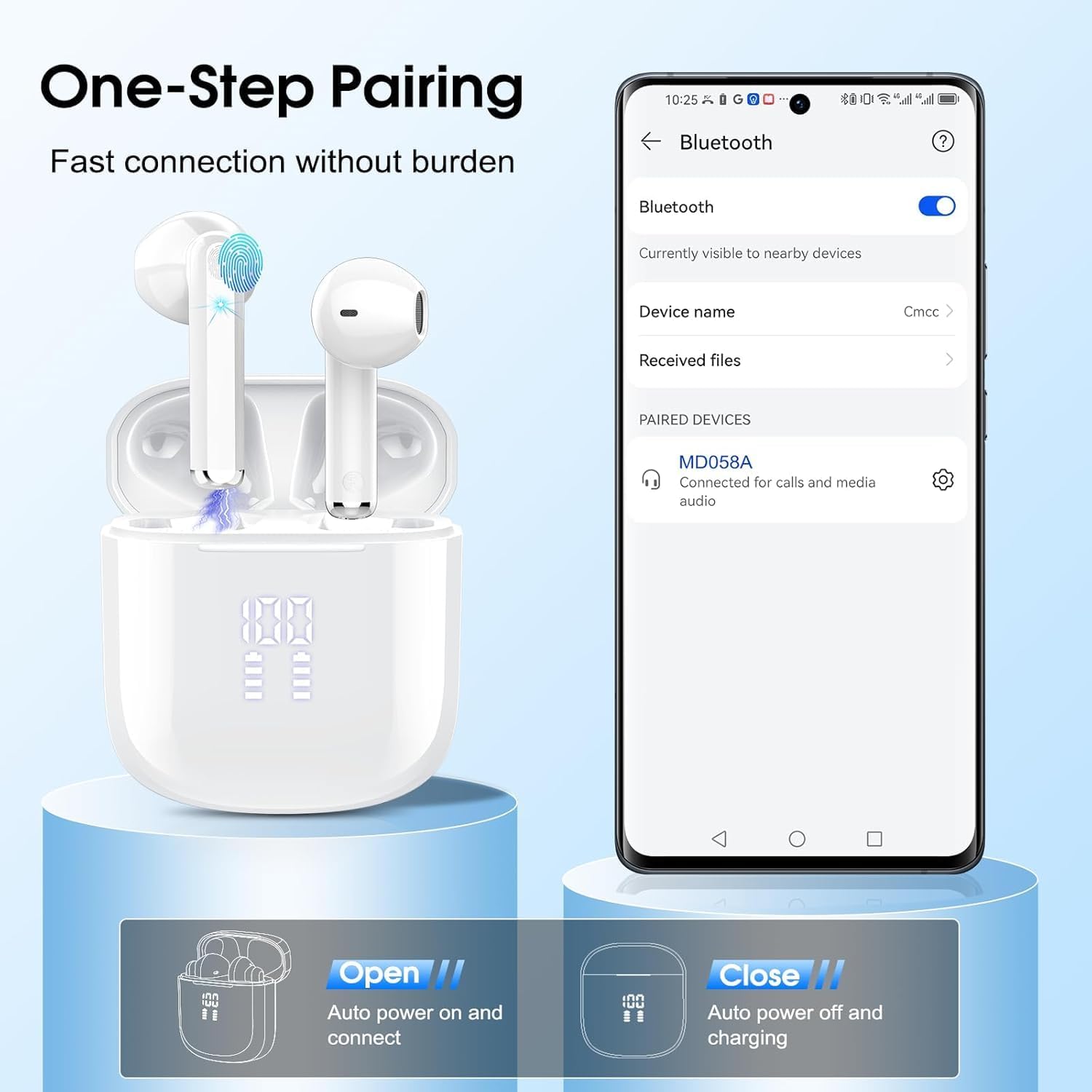 Detalle de OYIB Wireless Earbuds (2026) with Bluetooth 5.3, HiFi Stereo, ENC Mic, LED Display & IP7 Waterproof
