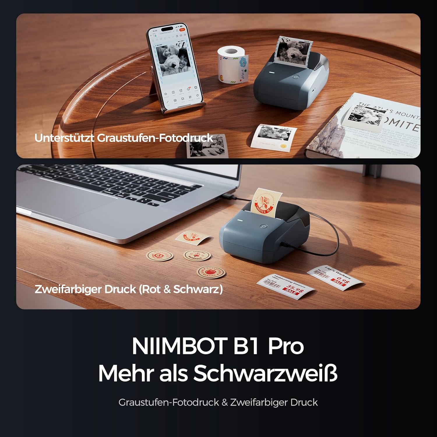Thumbnail 2 de NIIMBOT B1 Pro Etikettendrucker für größere Etiketten (300 DPI, Foto-Print), blau