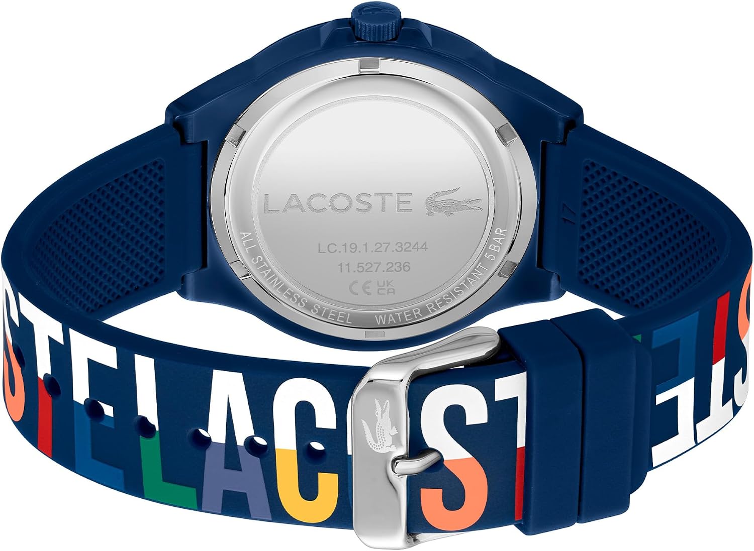 Detalle de Lacoste Montre Analogique à Quartz pour Homme – Collection NEOCROC, bracelet silicone bleu marine (2011184)