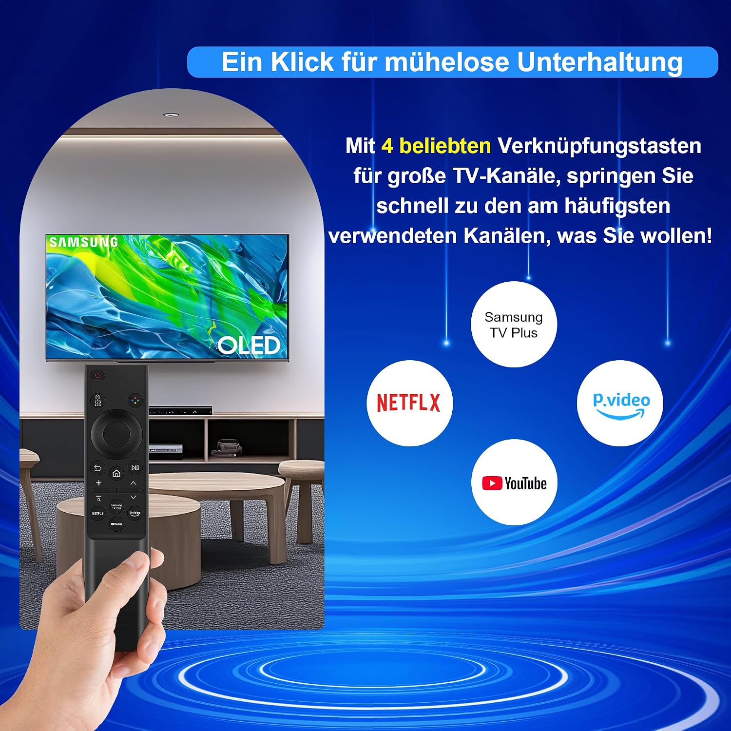 Thumbnail 3 de Universal-Fernbedienung für Samsung TV – Ersatzfernbedienung für Crystal QLED OLED Curved HDTV 4/8K