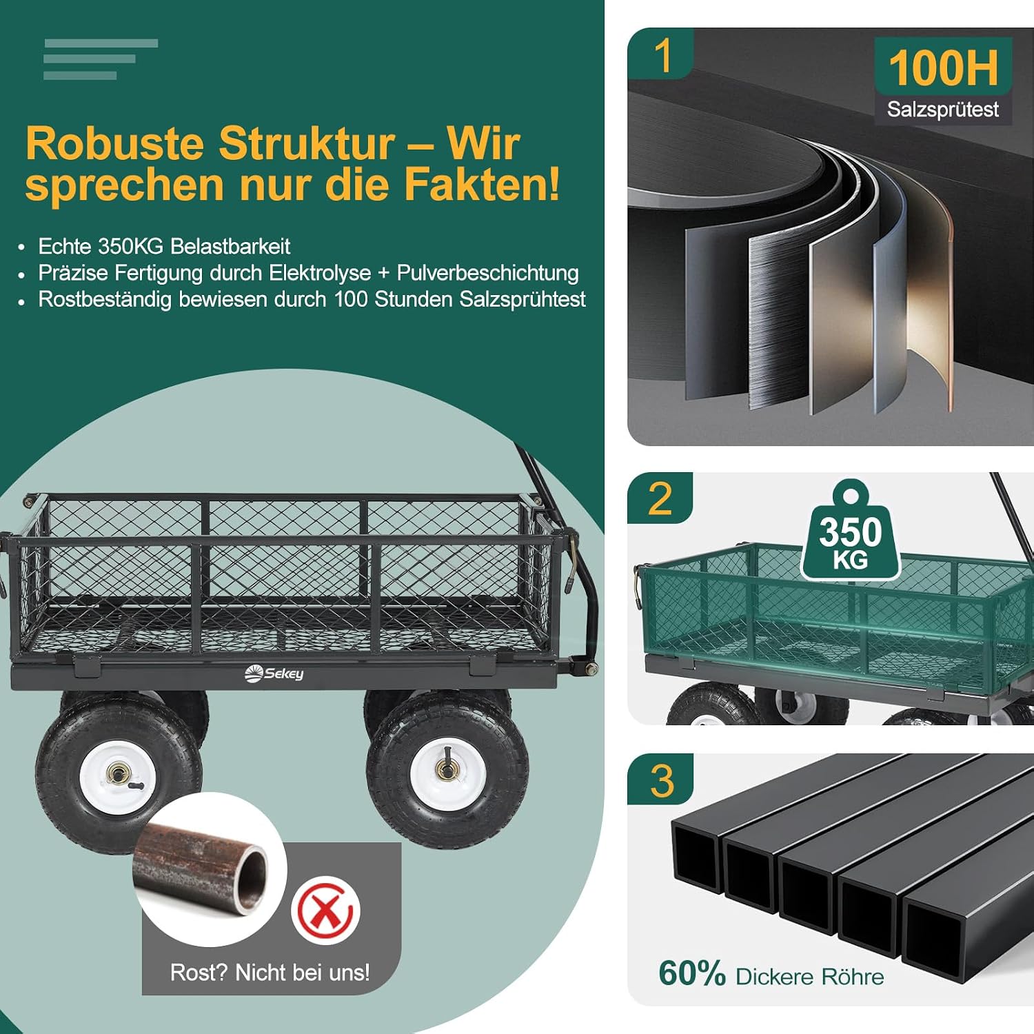 Thumbnail 4 de Sekey Bollerwagen Gartenwagen 350 kg ECHT