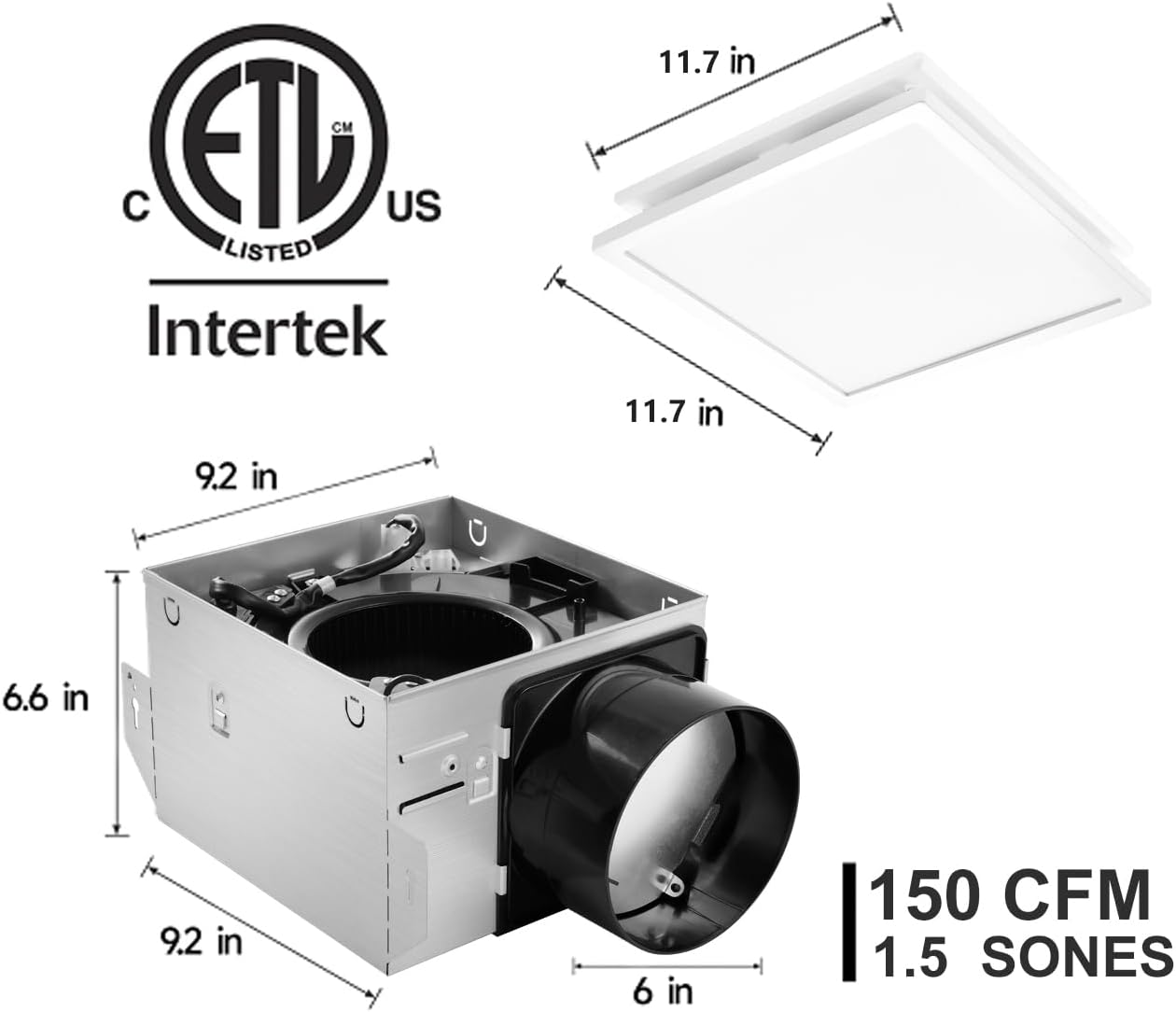 Detalle de Tech Drive bathroom exhaust fan, 150 CFM
