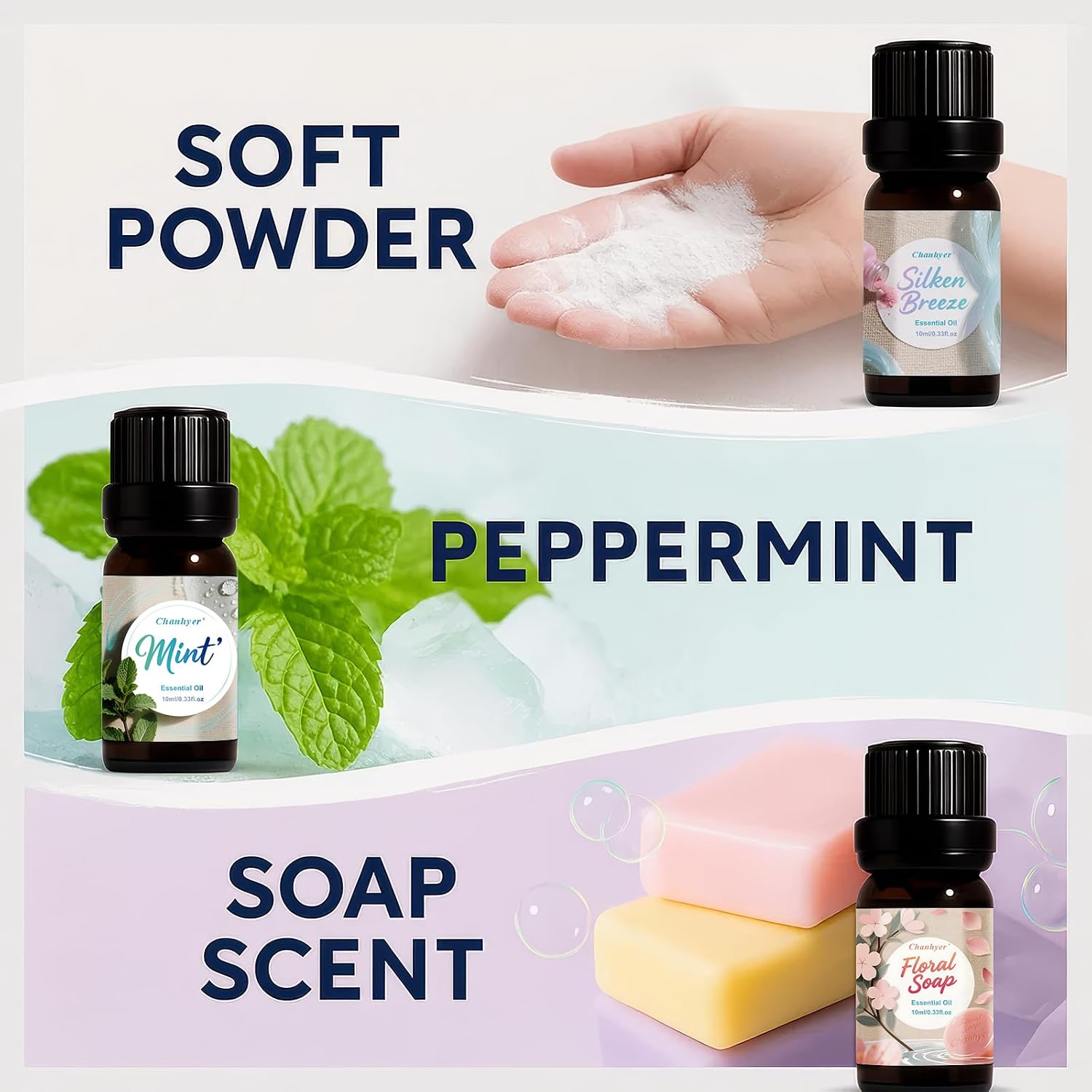 Thumbnail 6 de Clean Essential Oils Set 6x10ml – Fresh Linen, Mint, Clean Home, Silken Breeze, Fresh Cotton, Floral Soap