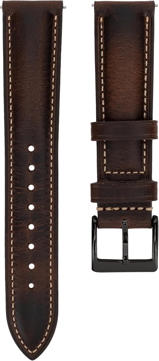 Thumbnail 1 de Gomvadr Quick-Release Lederarmband im Vintage Öl-Look (Pull-up) – mit Schnellverschluss für Federstege in 16–24 mm