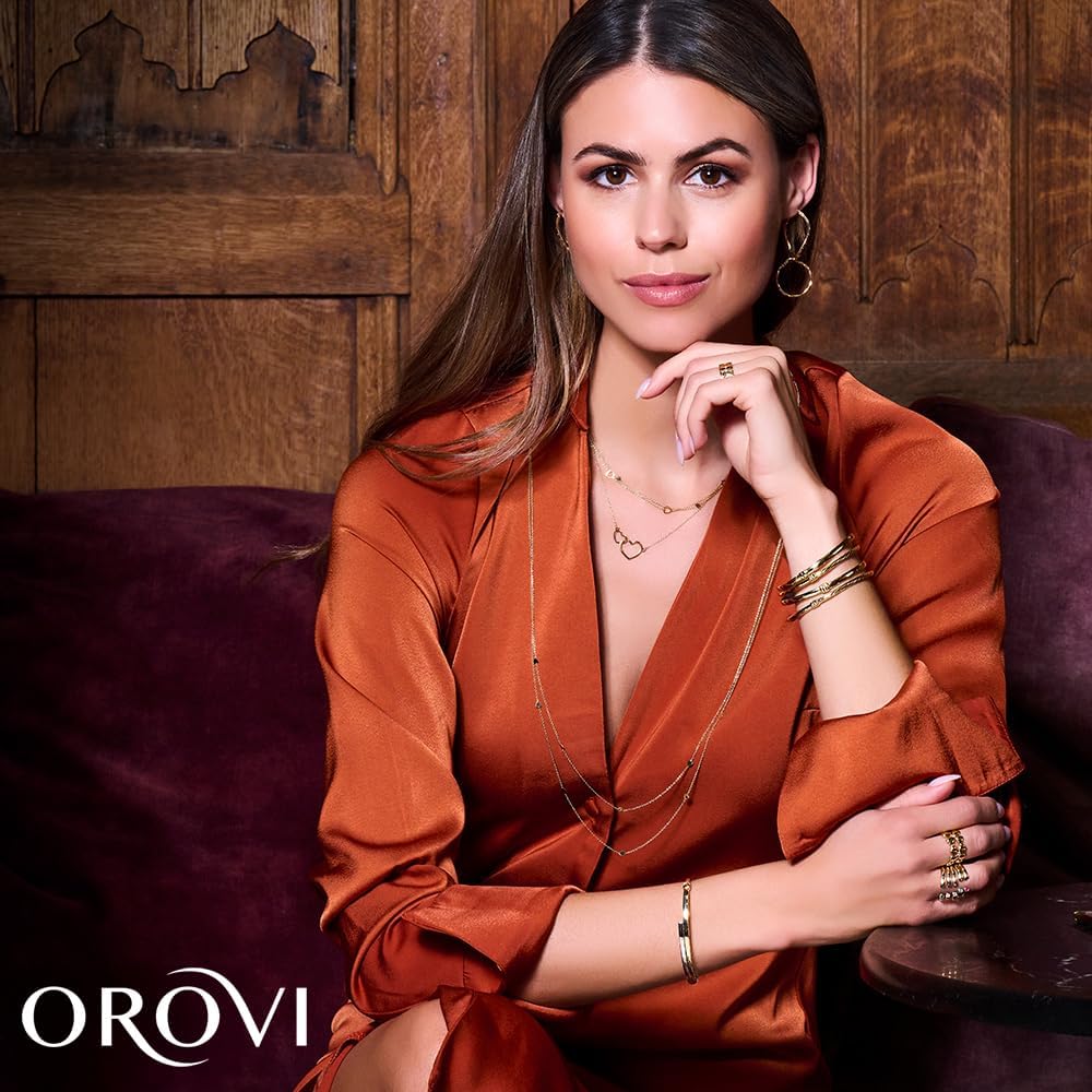 Thumbnail 4 de Orovi Boucles d'oreilles Femme Or Jaune 14K – Créoles Rondes, Hypoallergéniques, fabrication italienne avec boîte cadeau
