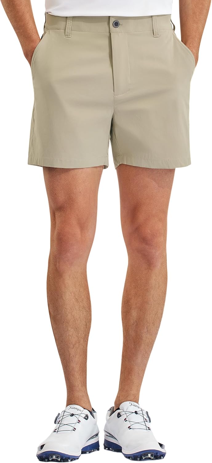 Detalle de PULI Golf Shorts for Men, Relaxed Fit Stretch 5-Inch Inseam (Waterproof, Quick-Dry & UPF 50+)