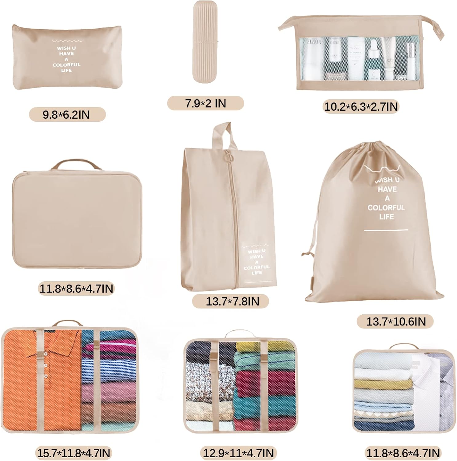 Detalle de Jsdoin Packing Cubes 9 PCS Travel set