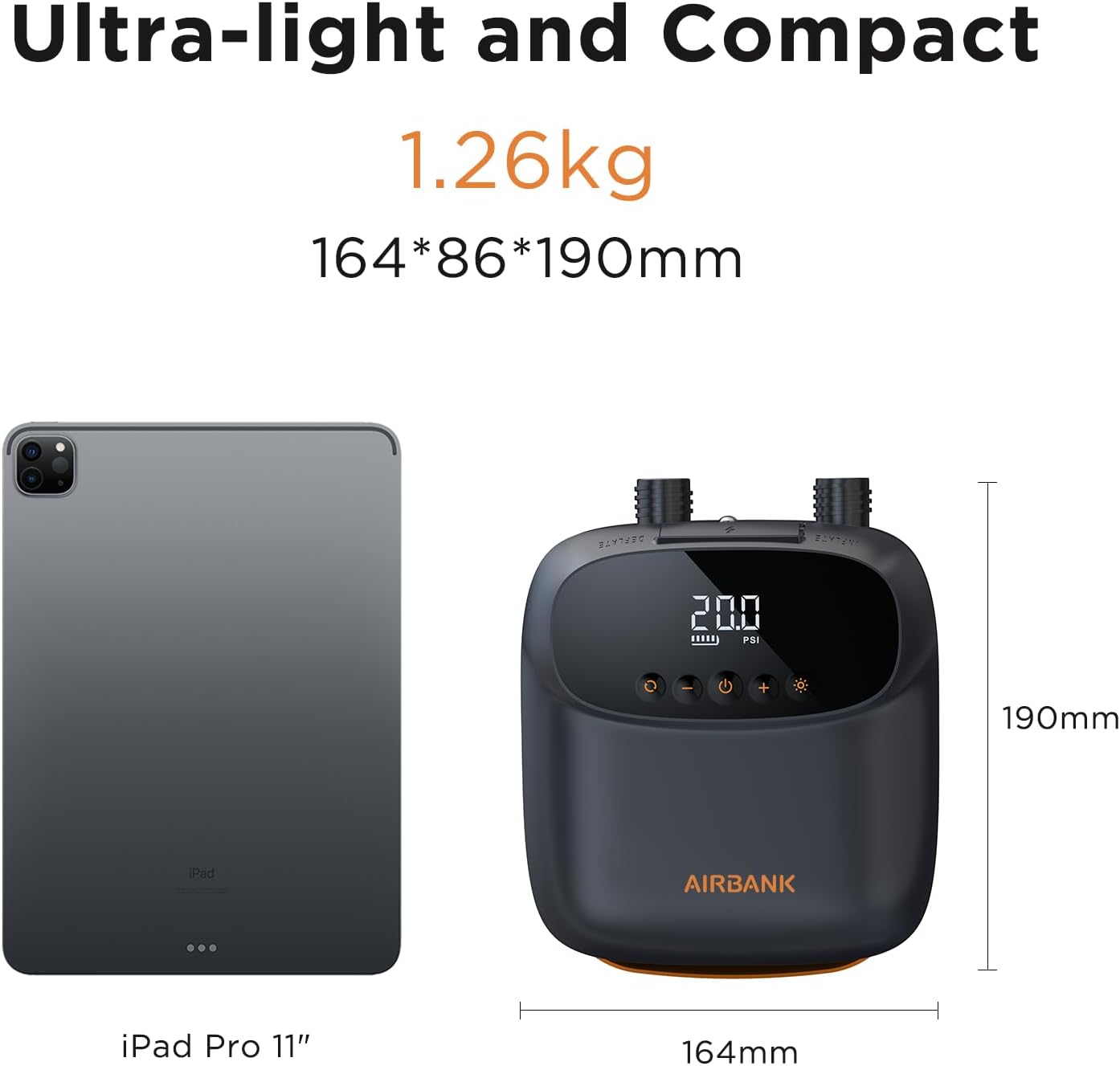 Thumbnail 4 de AIRBANK Puffer Pro 20 PSI Electric SUP Pump – Portable Dual-Stage, 5200mAh Battery