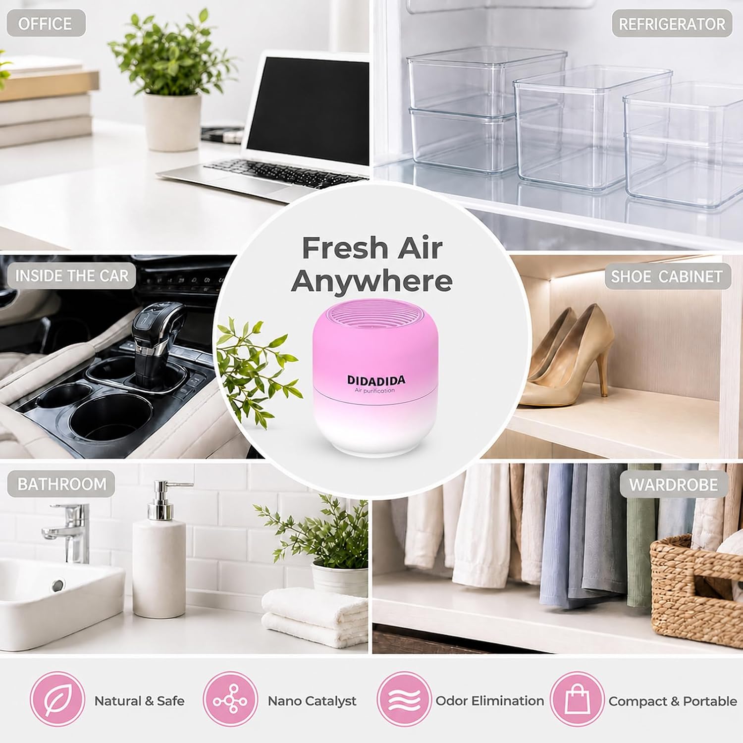 Detalle de Refridge Deodorizer 4-Pack, AOP Alkali Odor Eliminators for Fridges and Cars