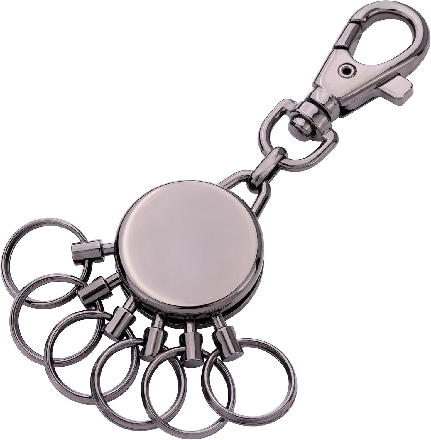 Detalle de TROIKA Basic GM (gun metal) – Schlüssel-Organizer mit Karabiner und 6 austauschbaren Ringen