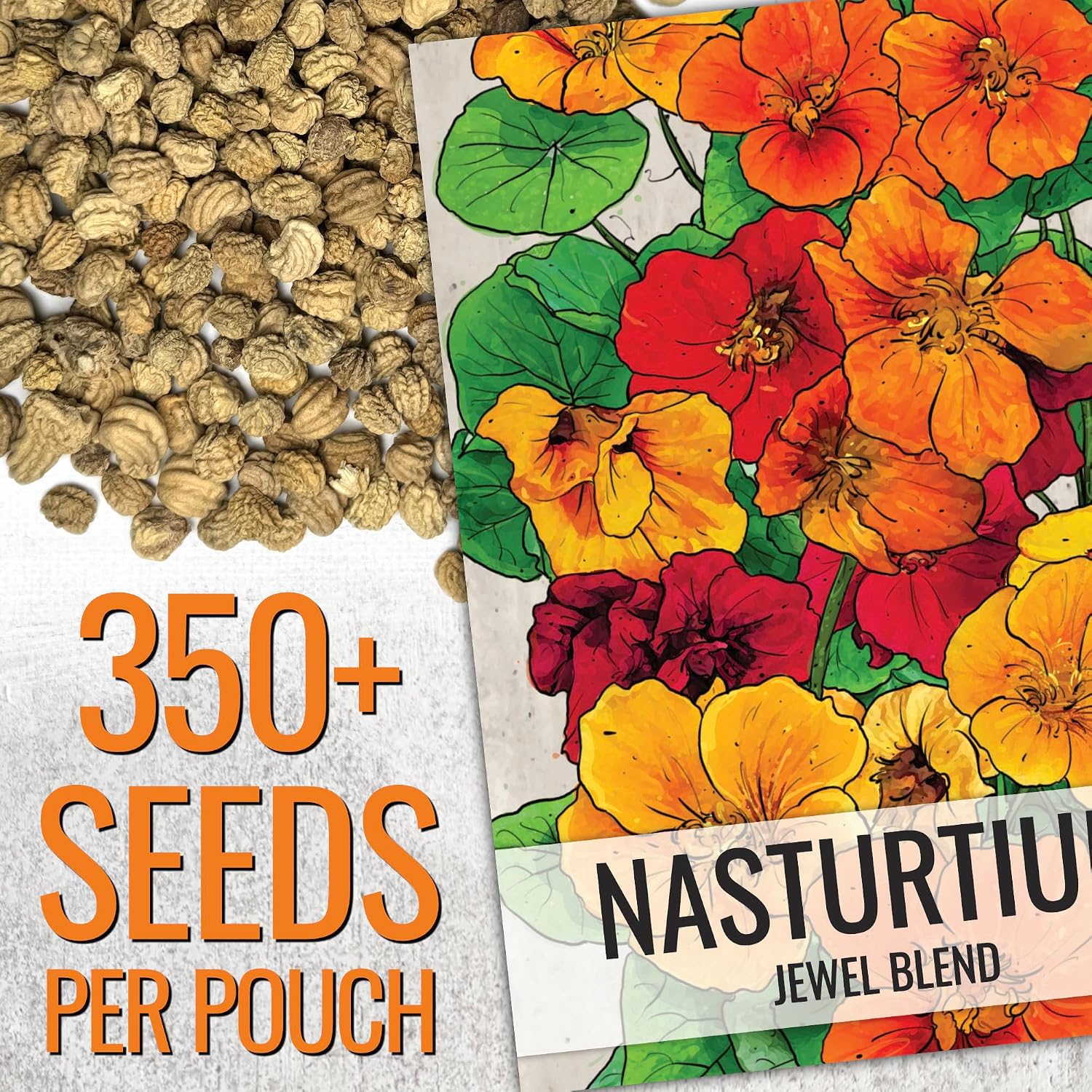 Detalle de Seed Needs Jewel Mix Nasturtium Seeds, B09Z76F1WZ, 1.5 oz Heirloom Blend