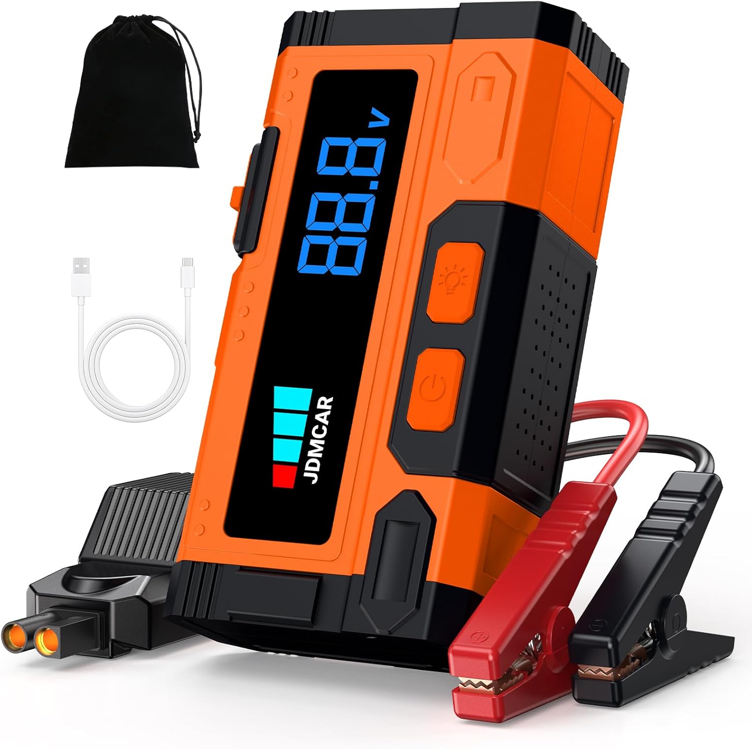 Detalle de JDMCAR 9000A Booster Avviamento Auto – Avviatore Batteria Portatile 12V con LCD, 9.0L Benzina / 8.5L Diesel