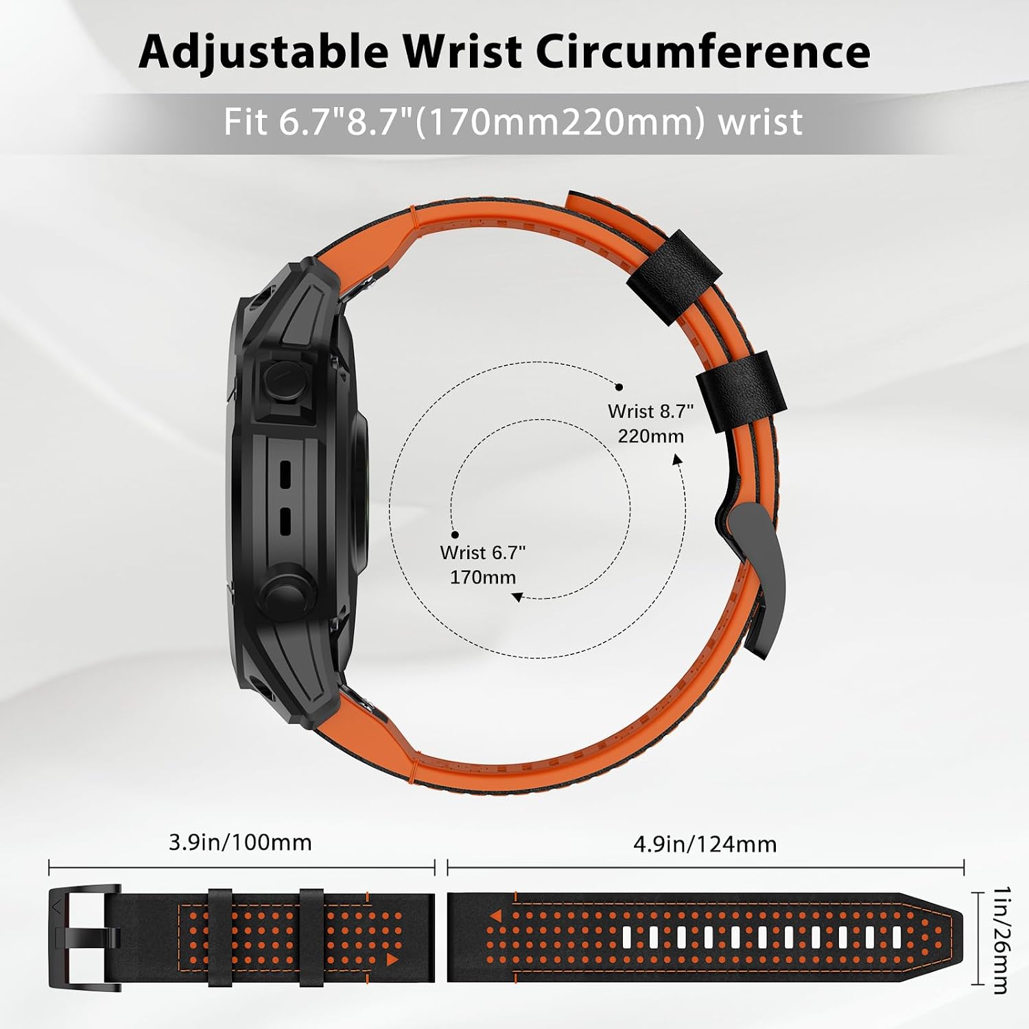 Detalle 2 de OVERSTEP Genuine Leather Strap for Epix Pro 51mm – Silicone-Lined, Breathable, with Quick-Release Fit (Fits D2 Bravo, Descent mk1/mk2, Quaitx3, Enduro2)