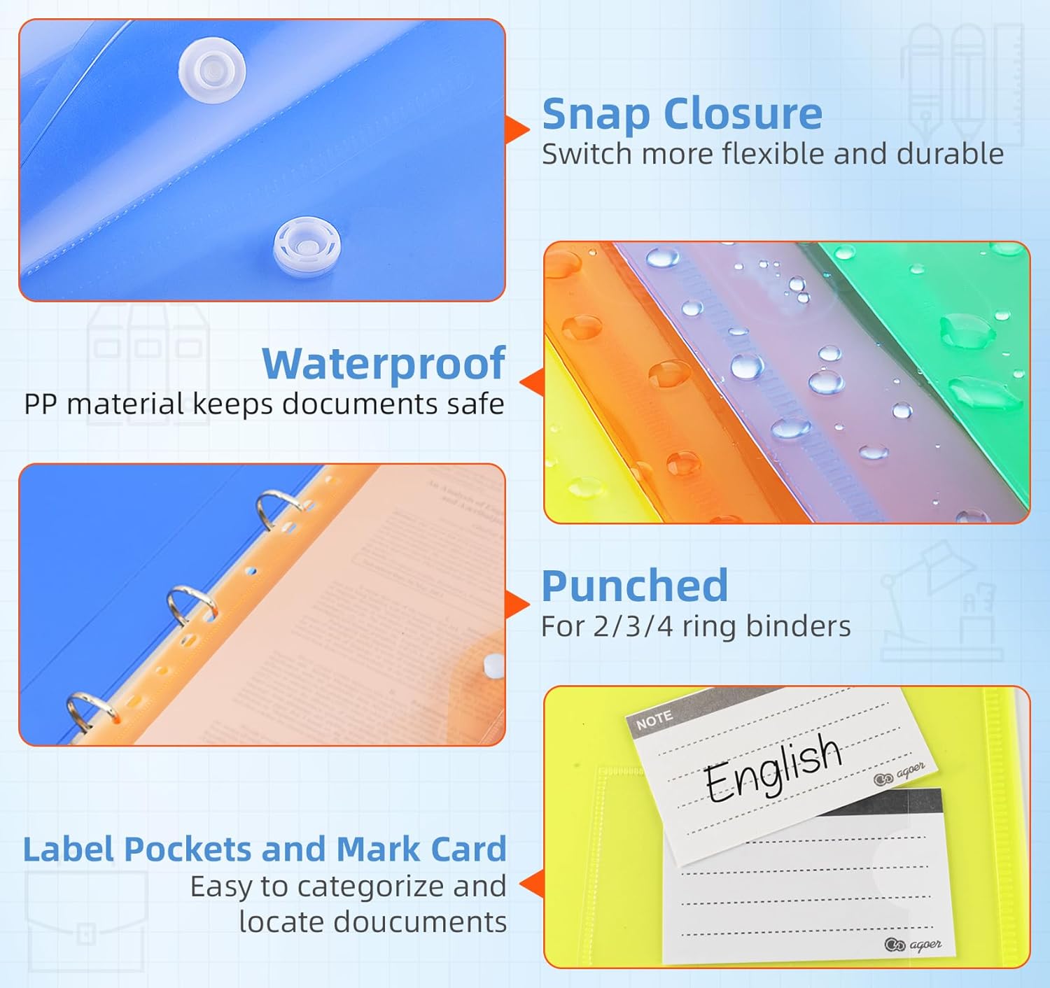 Thumbnail 4 de Agoer Lot de 40 Pochettes A4 📁
