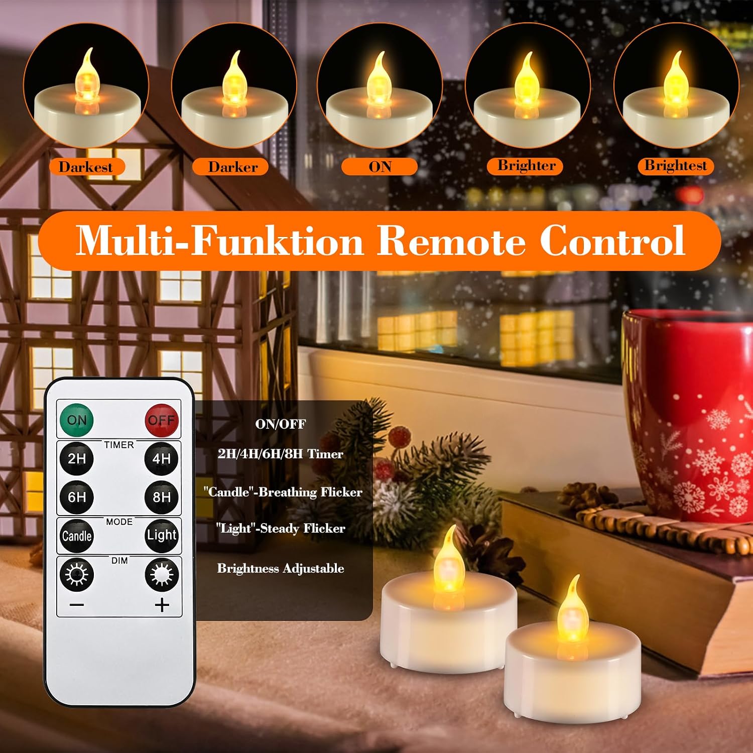 Thumbnail 3 de cimetech CL019 LED Flameless Tea Lights, 12-Pack with Remote Timer