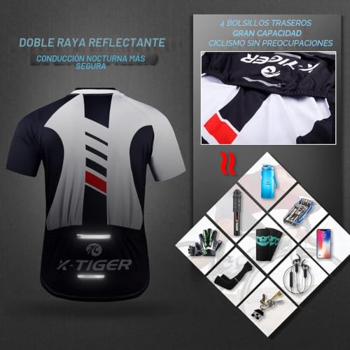 Thumbnail 3 de X-TIGER Conjunto Ciclismo Hombre Maillot Culotte: comodidad y seguridad para rutas largas